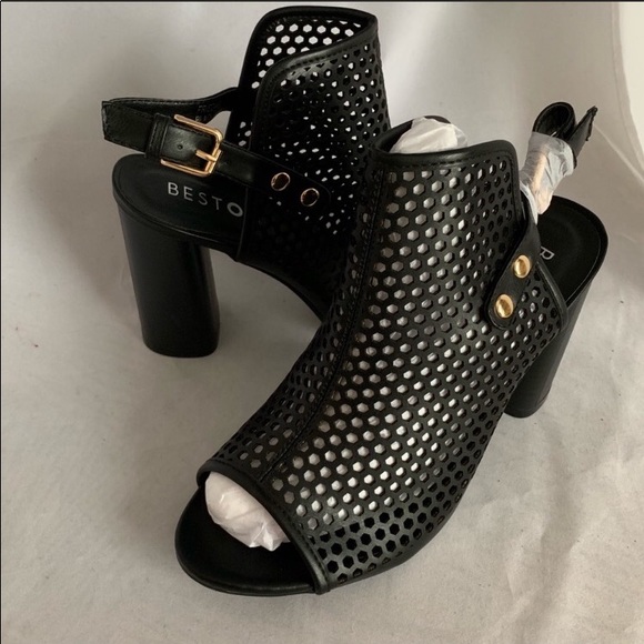 Beston NEW vegan leather, laser cut mule sandals - Picture 4 of 8